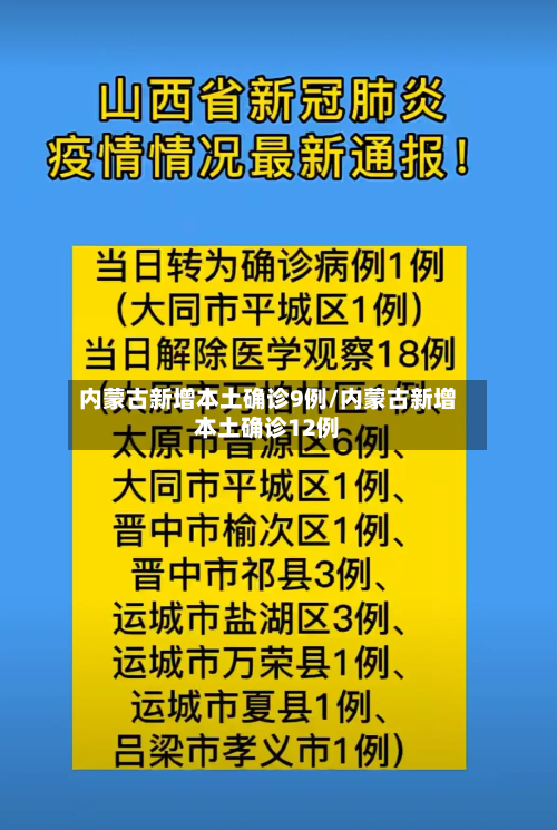 内蒙古新增本土确诊9例/内蒙古新增本土确诊12例